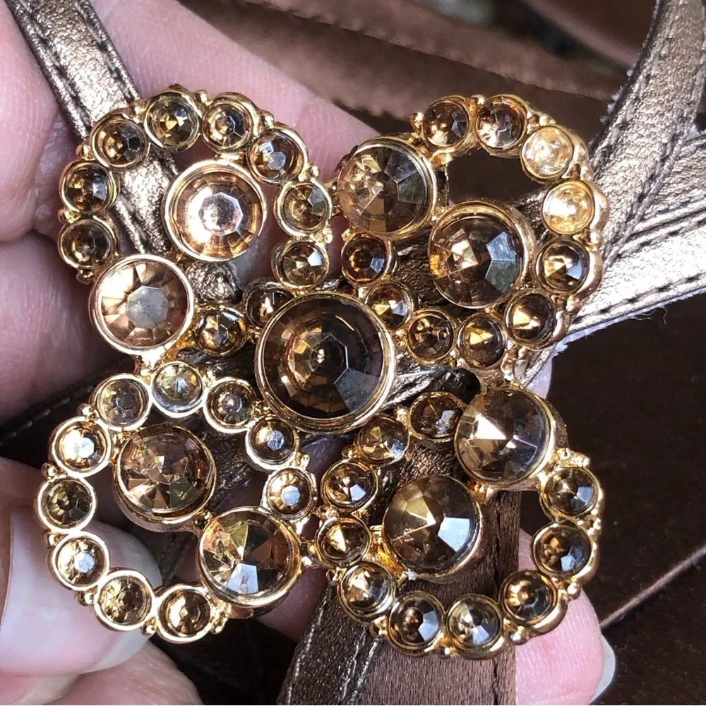 Enzo Angiolini Bronze Jeweled Special Occassion Sandals in BronzeSize 8 1/2M